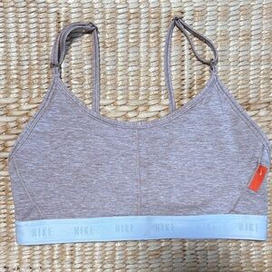 Nike Women's Heathered Taupe Sports Bralette with White Elastic Band